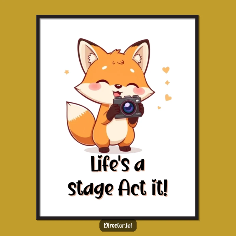 Free Printable Fox Filmmaker Wall Art: Funny Downloadable Decor for Aspiring Directors