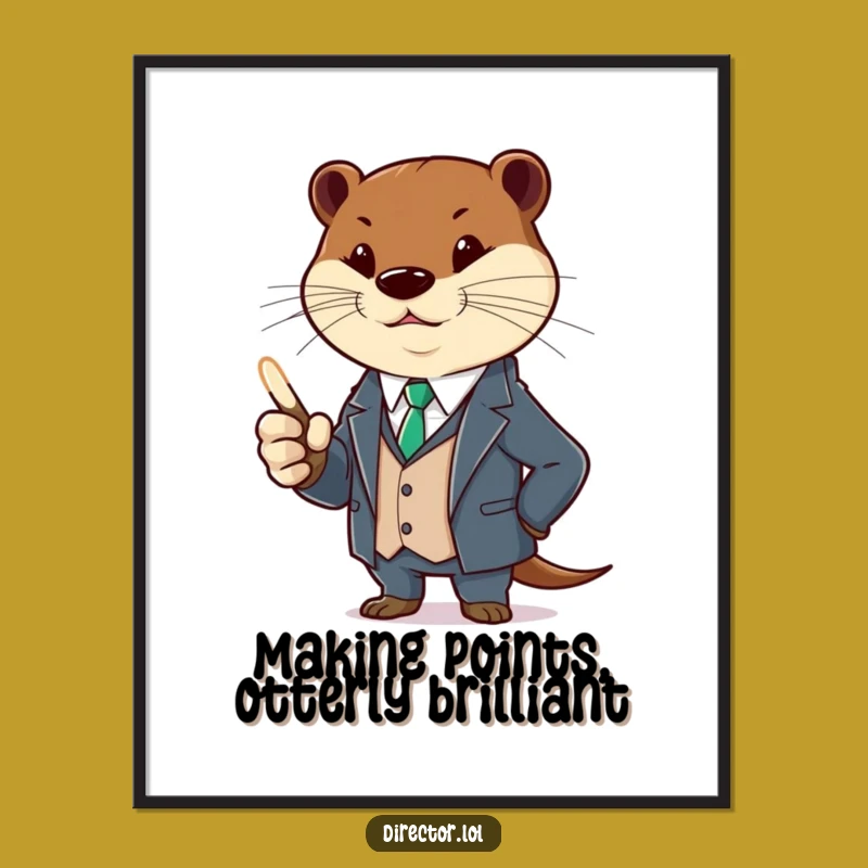 Funny Free Printable Wall Art: Sleek Otter in Suit, Downloadable Art for Office