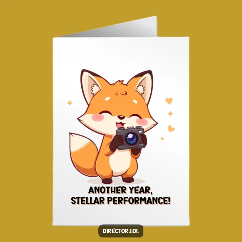 Free Printable Fox Filmmaker Birthday Card: Funny Downloadable Gift for the Star