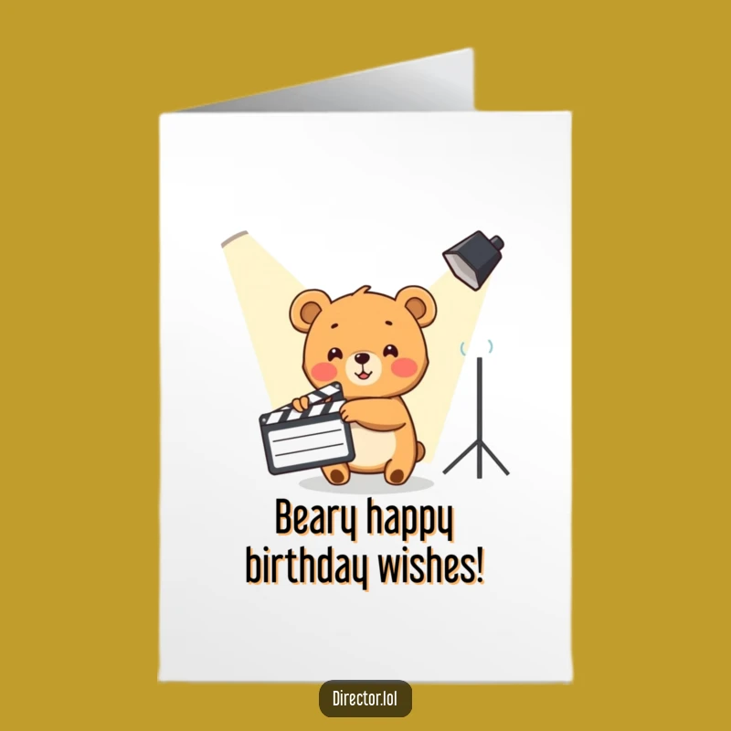 Free Printable Bear Cub Director Birthday Card - Spotlight Funny Downloadable Gift for Stars