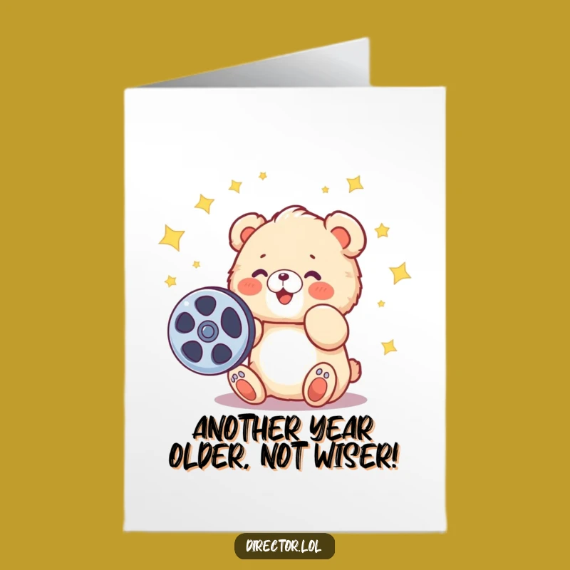 Free Printable Bear Birthday Card: Funny Cub Movie Reel Downloadable Gift