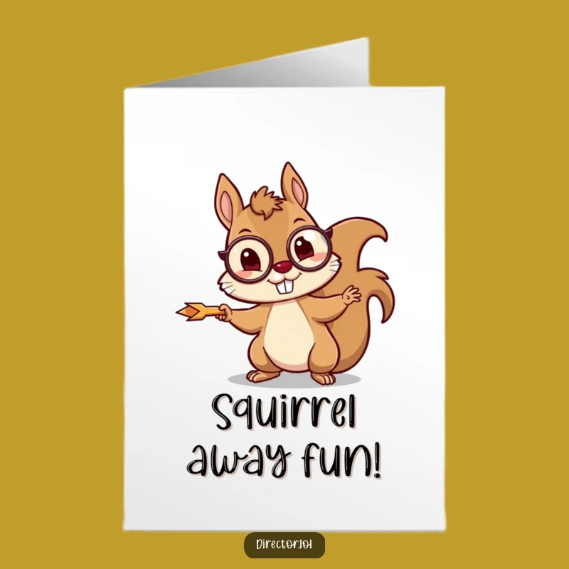 Free Printable Birthday Card: Squirrel Director, Monocle, Funny Downloadable