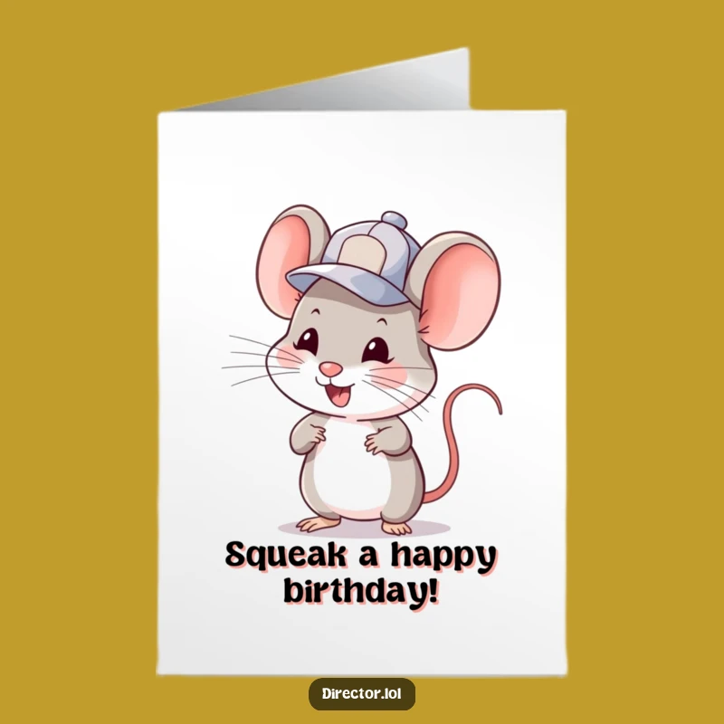 Free Printable Birthday Card: Whimsical Mouse Director Funny Downloadable Gift