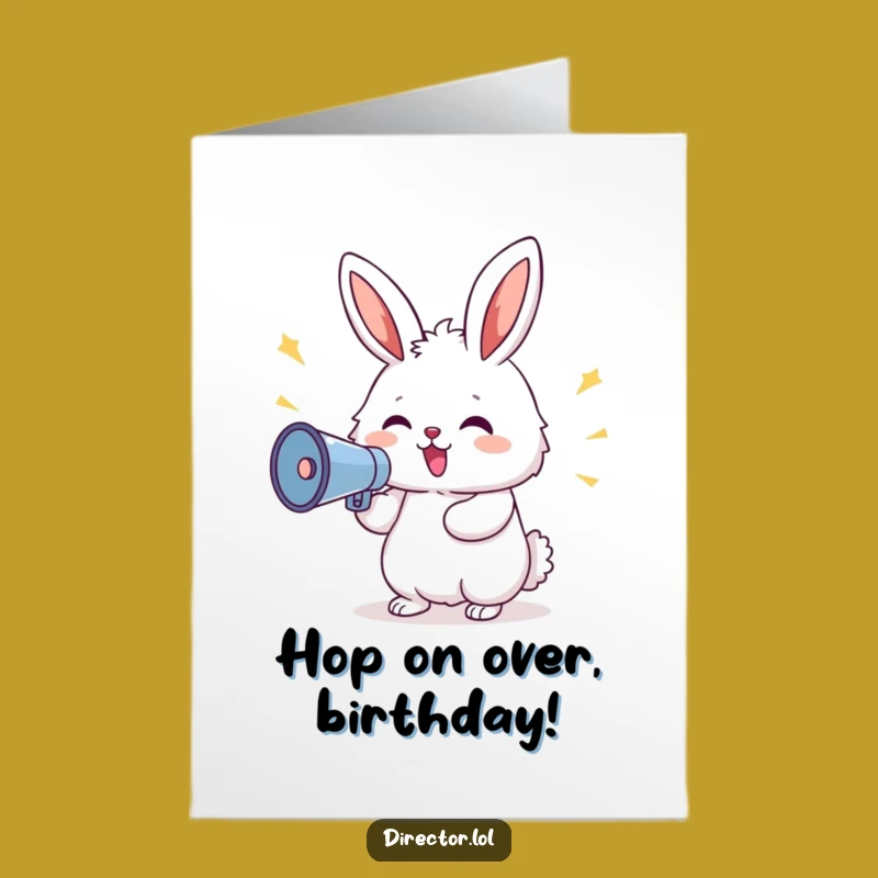 Free Printable Bunny Megaphone Birthday Card: Funny Downloadable for Loud Celebrations