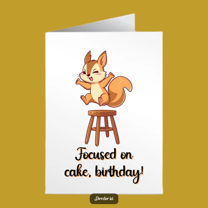 Free Printable Squirrel Birthday Card: Focused Leaper Funny Downloadable Gift