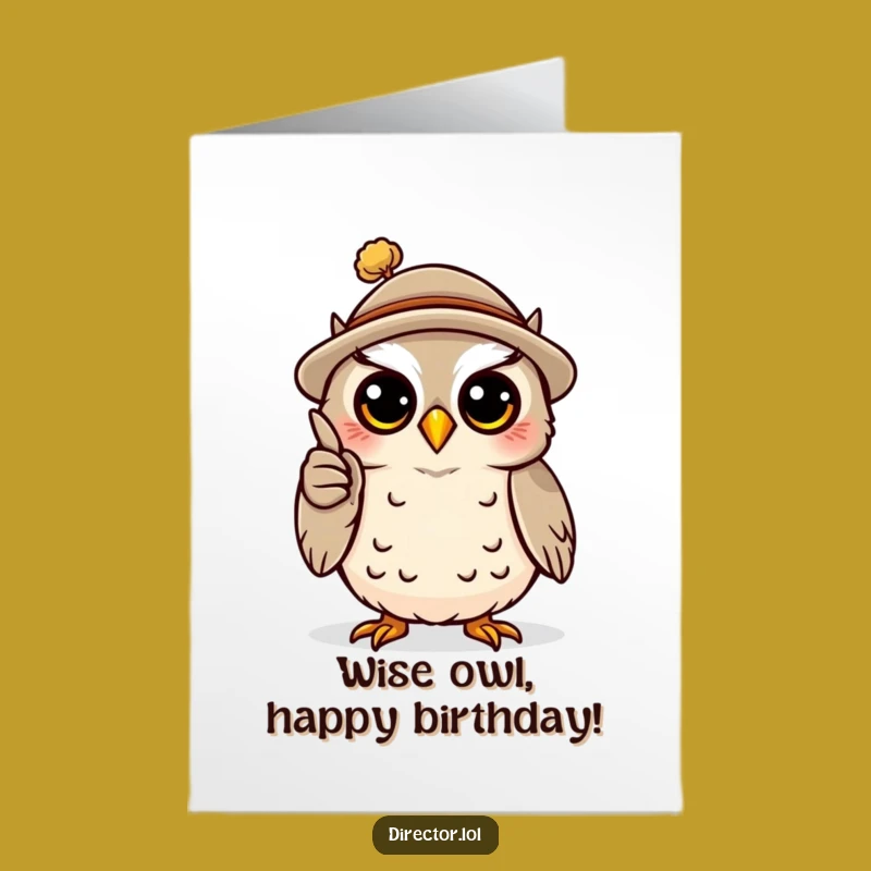 Funny Free Printable Birthday Card: Owl Pointer - Hilarious Downloadable Gift