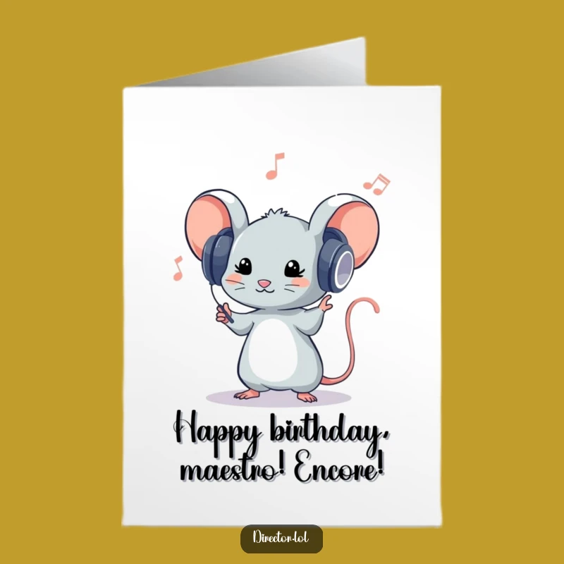 Free Printable Birthday Card: Mouse Maestro Music Fun - Downloadable Funny Gift
