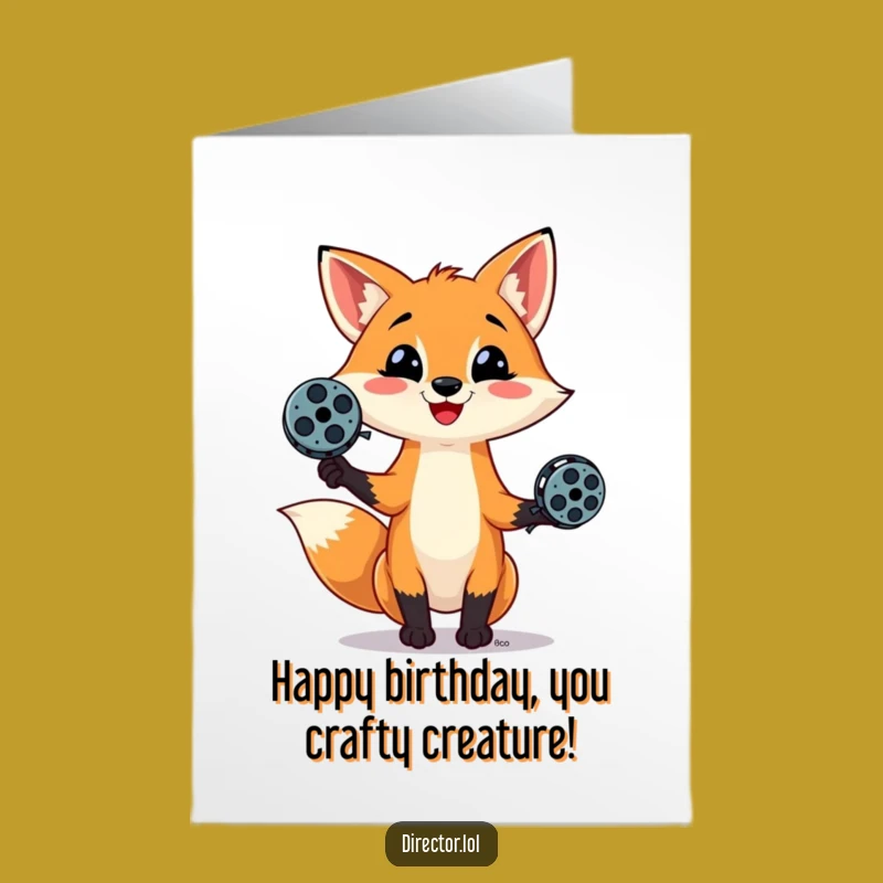 Free Printable Birthday Card: Juggling Fox Director Fun - Downloadable Funny Gift