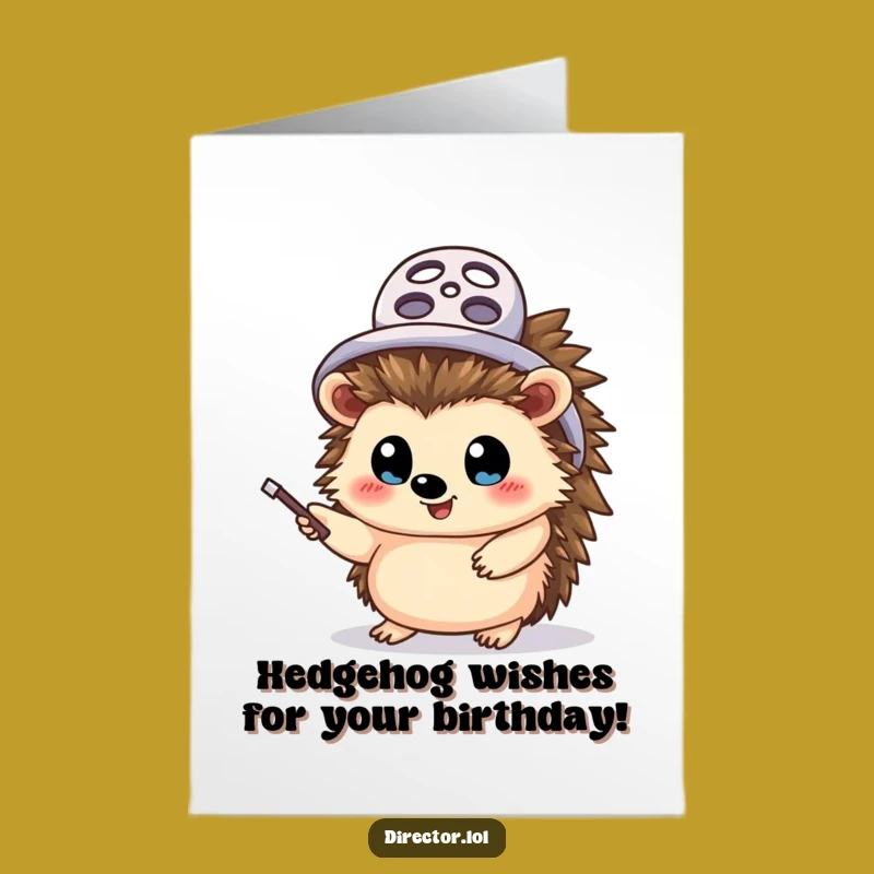 Free Printable Hedgehog Director Birthday Card: Funny Downloadable Cinema Gift!