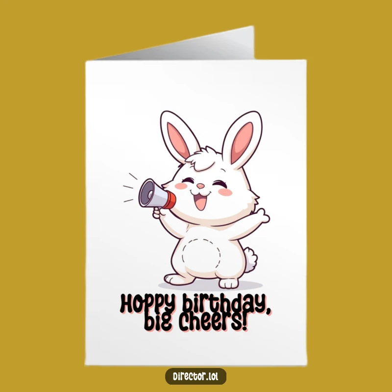 Free Printable Bunny Megaphone Birthday Card - Cheerful Funny Downloadable Gift for Celebrations