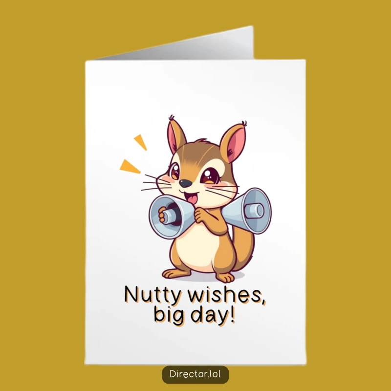 Free Printable Squirrel Megaphone Birthday Card - Energetic Downloadable Fun!