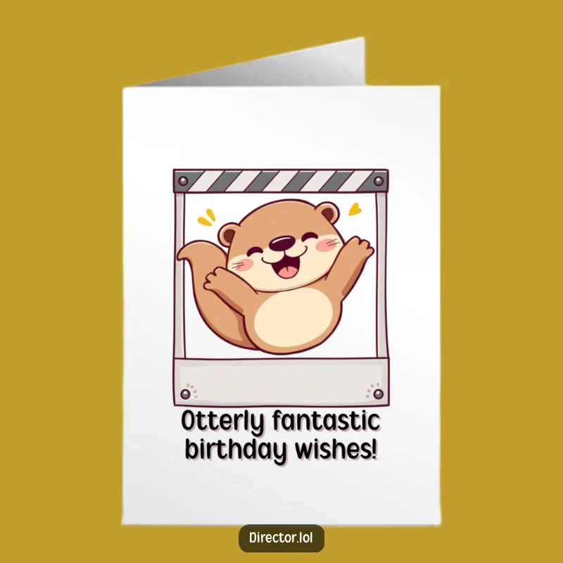 Free Printable Birthday Card: Cheerful Otter Whooping Down Storyboard - Funny Downloadable Gift