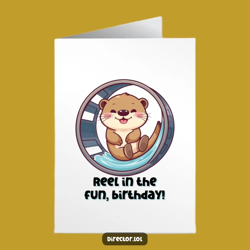 Free Printable Birthday Card: Giggling Otter on Film Reel Funny Downloadable Gift