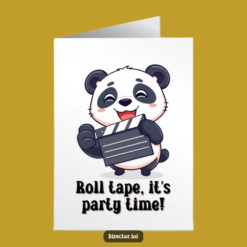 Free Printable Panda Clapboard Birthday Card - Energetic DIY Downloadable Gift for Movie Fans