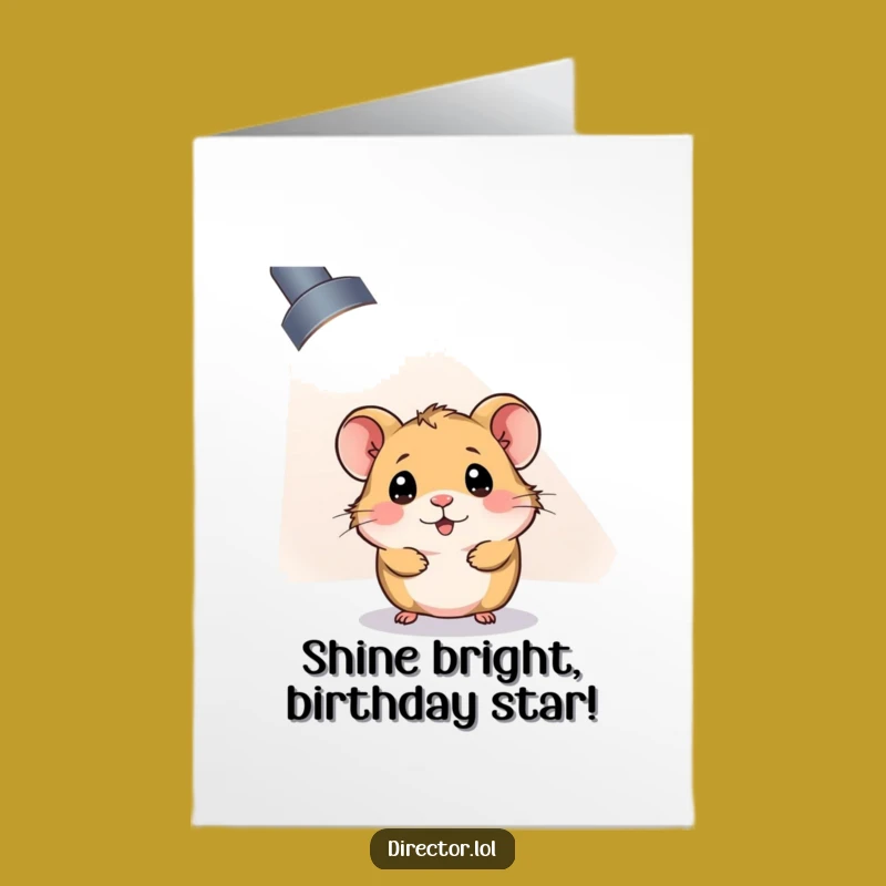 Free Printable Birthday Card: Curious Hamster Spotlight - Hilarious Downloadable Gift for Stars