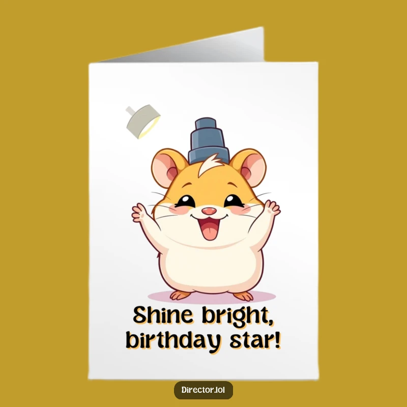 Free Printable Birthday Card: Hamster Spotlight Ready Fun - Downloadable Gift