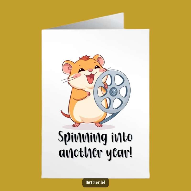 Free Printable Hamster Film Reel Birthday Card: Funny Downloadable Gift for Movie Fans