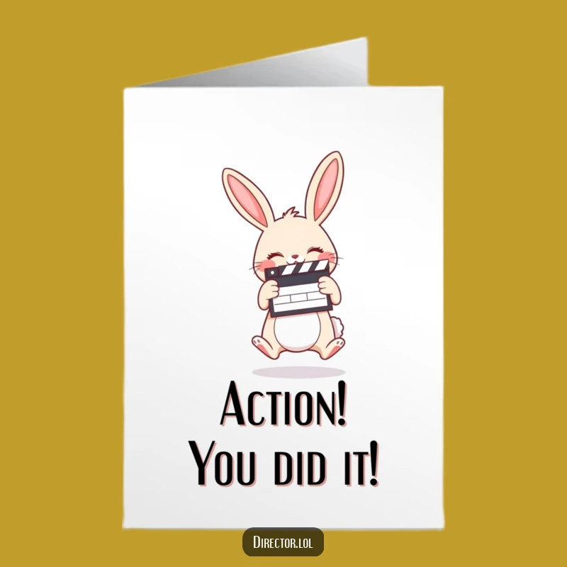 Free Printable Bunny Congrats Card: Funny Movie Clapboard Downloadable Gift