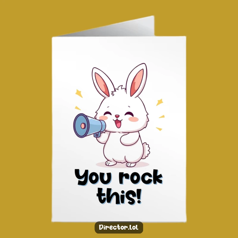 Free Printable Bunny Megaphone Congrats Card: Funny Downloadable for Big Announcements