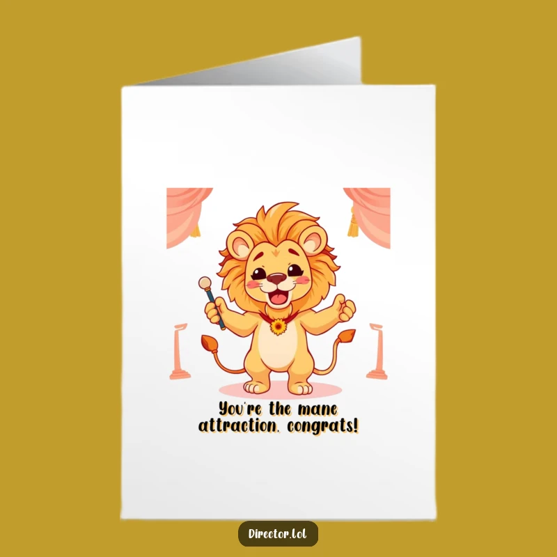 Free Printable Congrats Card: Lion Conductor Victory Symphony Downloadable