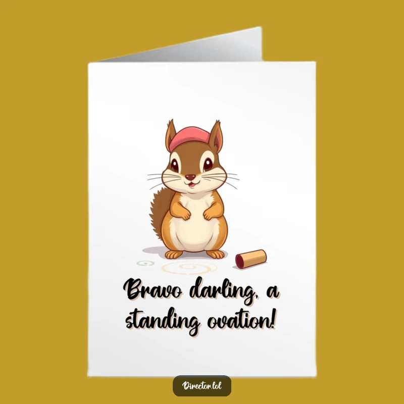 Free Printable Congrats Card: Squirrel Actor's Triumph - Funny Downloadable Gift for Achievers