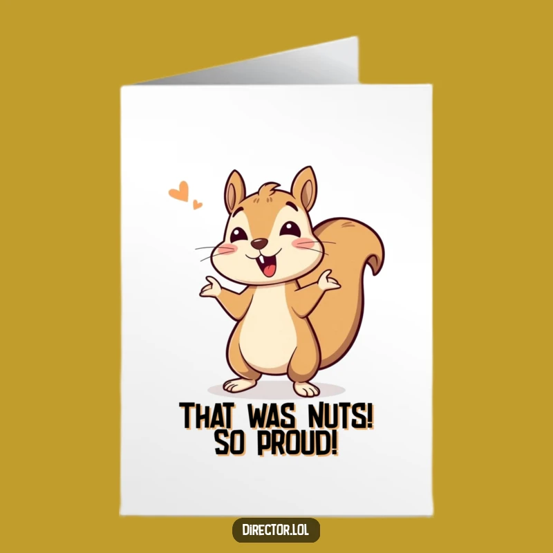 Free Printable Congrats Card: Squirrel Celebration Energy Downloadable