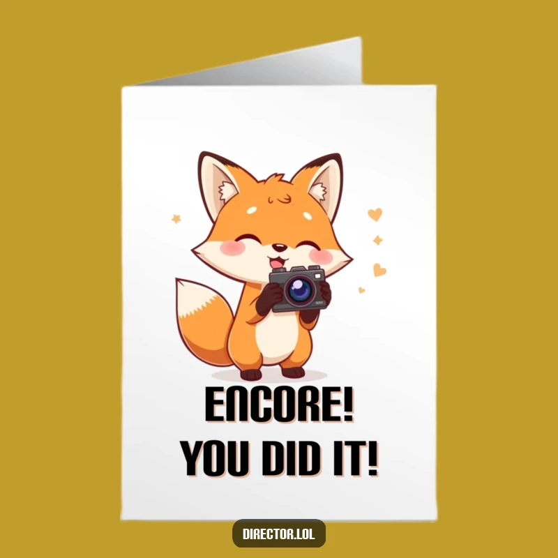 Free Printable Fox Filmmaker Congrats Card: Funny Downloadable for Your Premiere