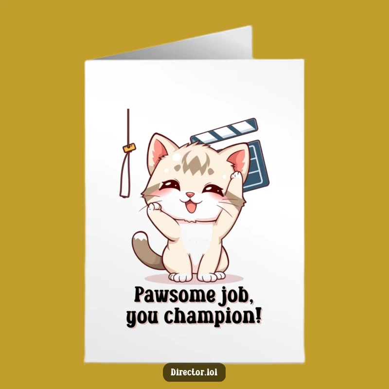 Free Printable Kitten Congrats Card: Funny Clapper Board Downloadable Gift