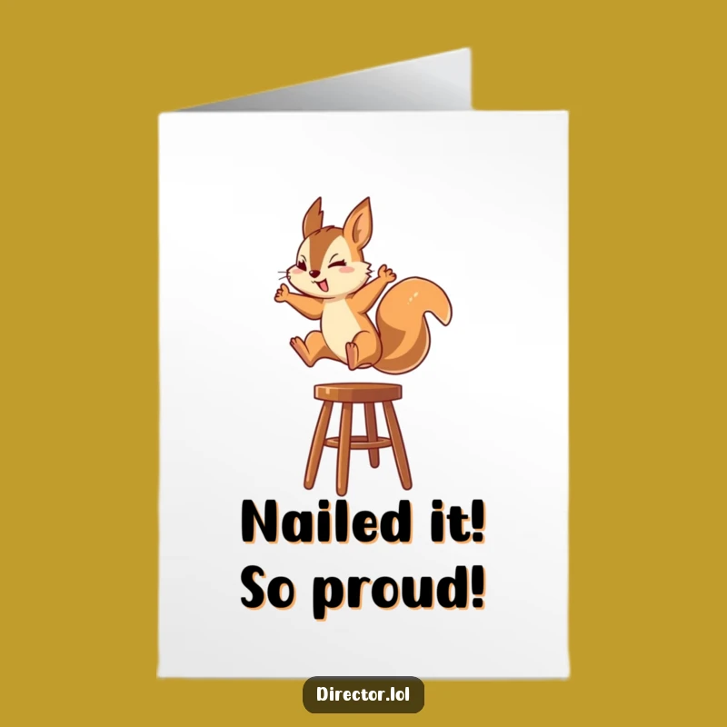 Free Printable Squirrel Congrats Card: Focused Jumper Funny Downloadable Gift