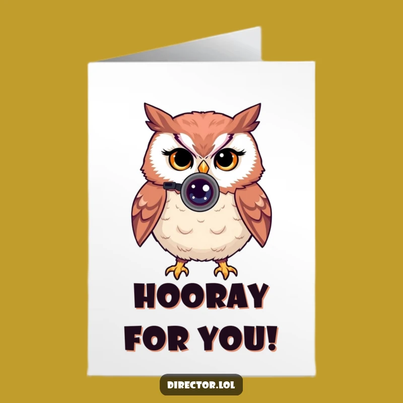 Free Printable Congratulations Card: Owl Photographer Captures Success - Downloadable