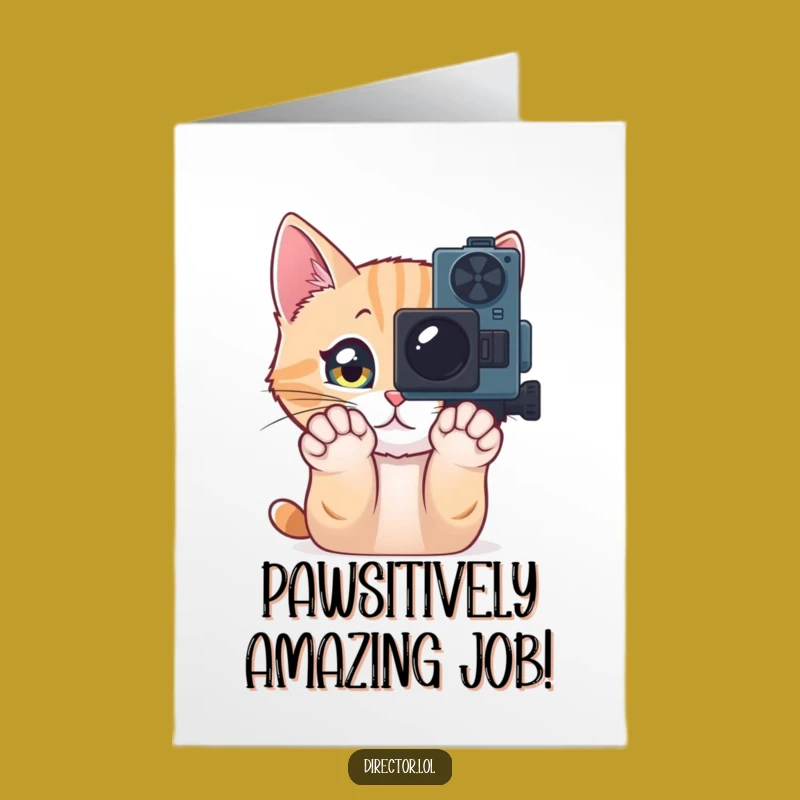 Free Printable Cat Movie Camera Congratulations Card - Sweet DIY Downloadable Achievement Gift