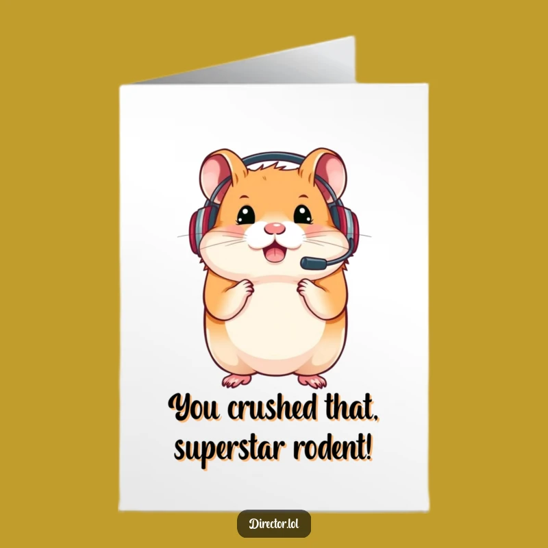 Free Printable Congrats Card: Hamster Gamer Victory Achieved Downloadable