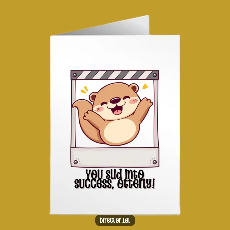 Free Printable Congrats Card: Otter's Joyful Slide - Funny Downloadable Gift