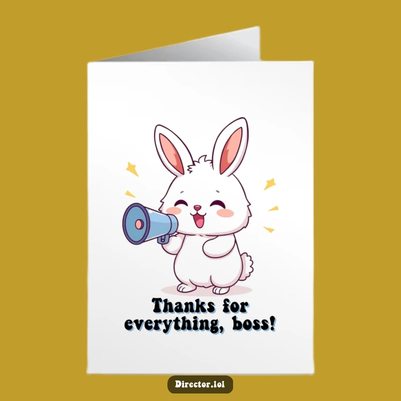 Free Printable Bunny Megaphone Thank You Card: Funny Downloadable for Loud Gratitude