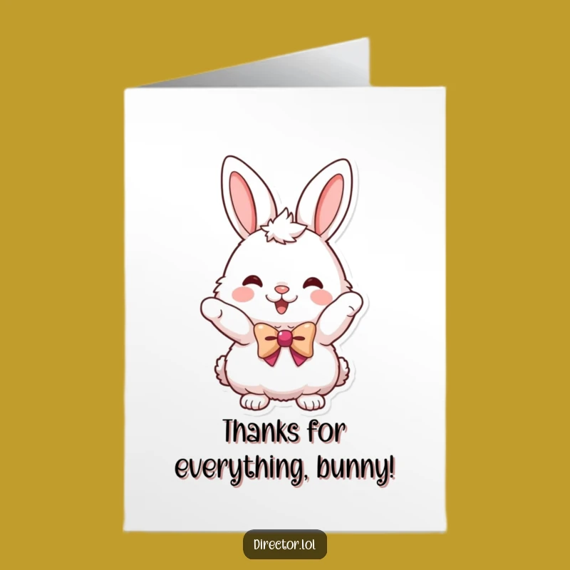 Free Printable Bunny Thank You Card, Funny Downloadable Gift for Expressing Gratitude, Adorable Bowtie Bunny