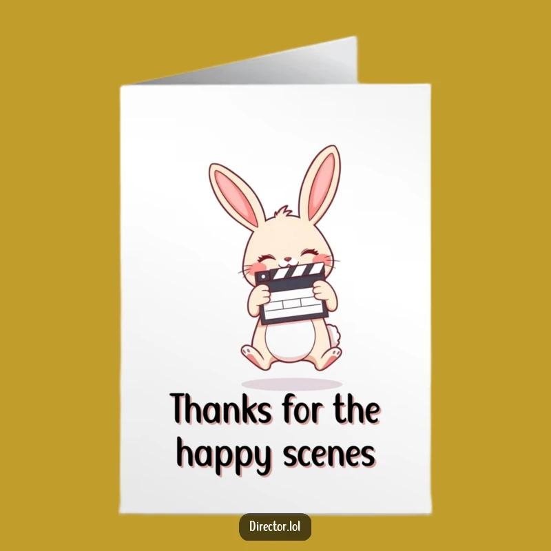 Free Printable Bunny Thank You Card: Funny Movie Clapboard Downloadable Gift