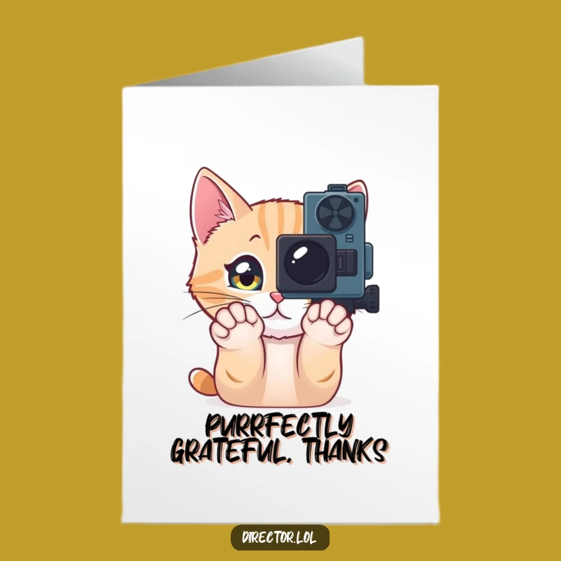 Free Printable Cat Movie Camera Thank You Card - Cute DIY Downloadable Gift of Gratitude