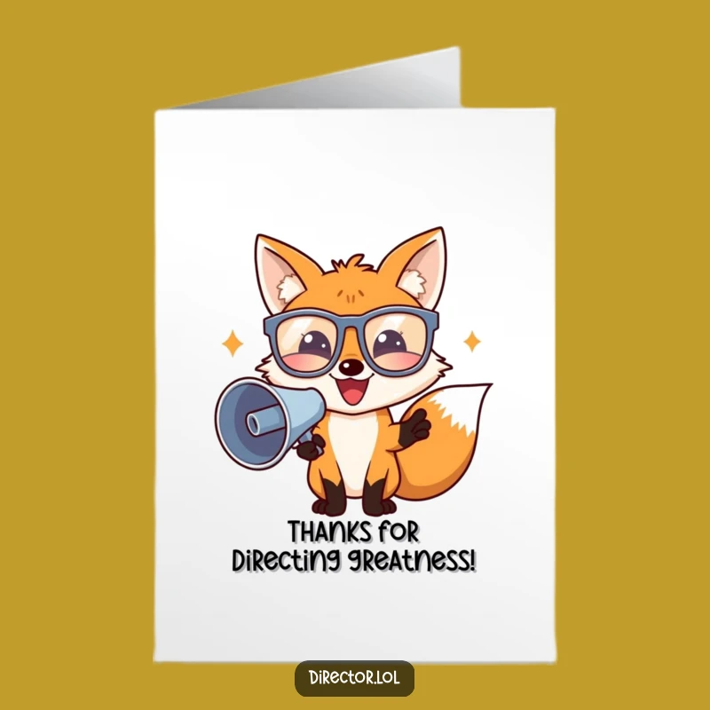 Free Printable Thank You Card: Funny Fox Director Expressing Gratitude Hilariously, Downloadable Gift