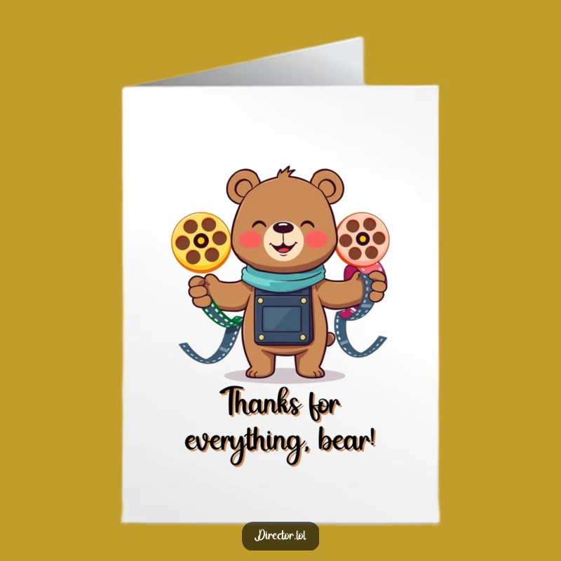 Free Printable Bear Film Reel Thank You Card - Funny Downloadable Gift