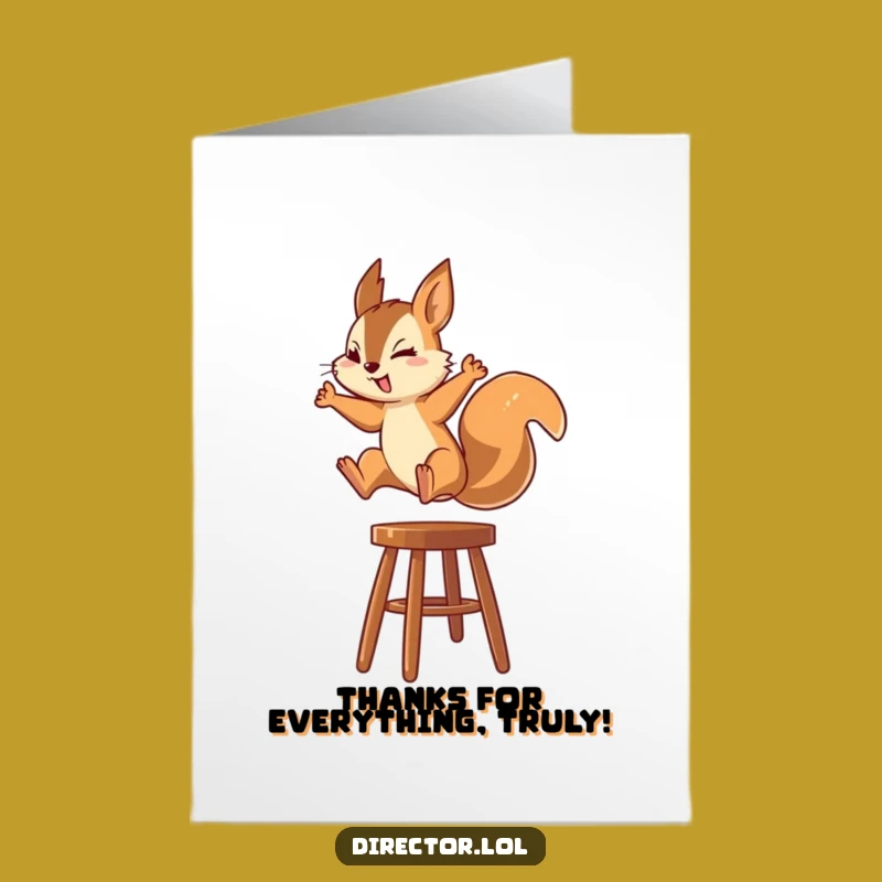 Free Printable Squirrel Thank You Card: Focused Jumper Funny Downloadable Gift