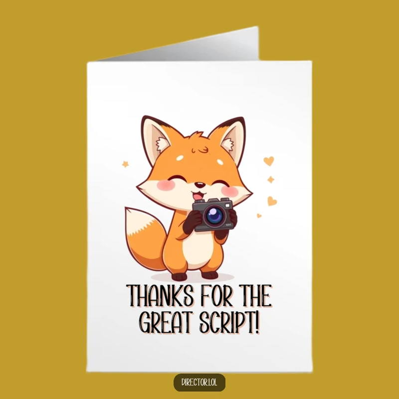 Free Printable Fox Filmmaker Thank You Card: Funny Downloadable for Your Audience