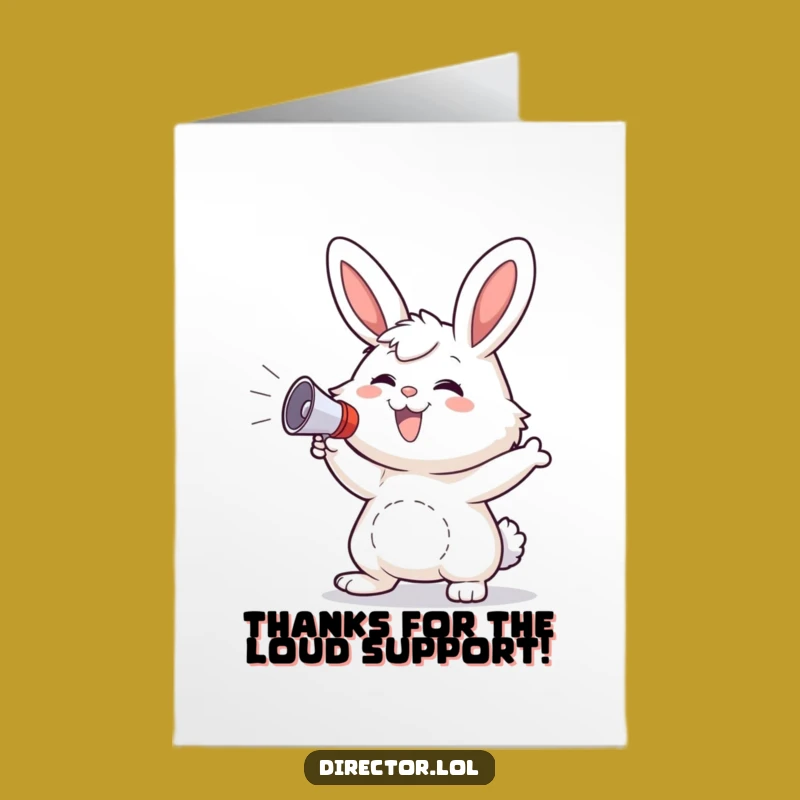 Free Printable Bunny Megaphone Thank You Card - Lively Funny Downloadable Gift of Gratitude