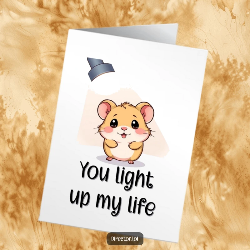 Funny Free Printable Thank You Card: Hamster peeking from spotlight, expressing thanks. Charming DIY.