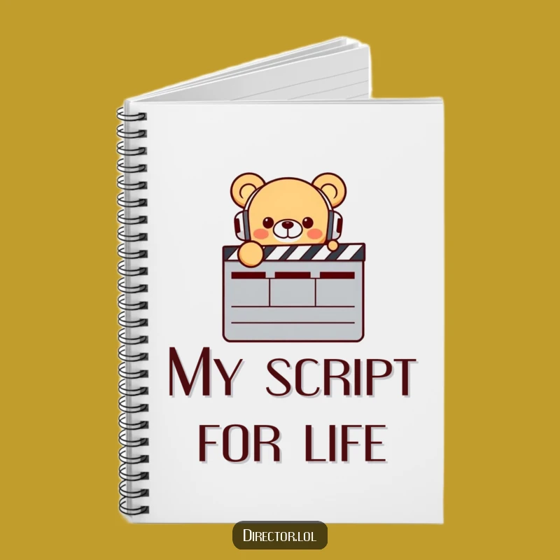 Funny Bear Director Notebook: Journal with Enthusiastic Bear, Headphones & Clapperboard, Movie Gift
