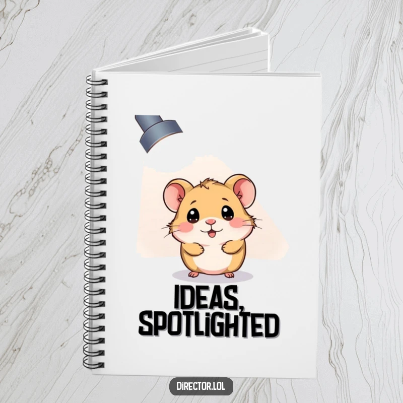 Funny Notebook: Curious hamster peeking from a spotlight, inspiring funny ideas and star-worthy plans.