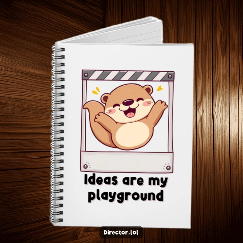Funny Notebook: Cheerful otter sliding down a storyboard, perfect for jotting down movie scripts and creative ideas.