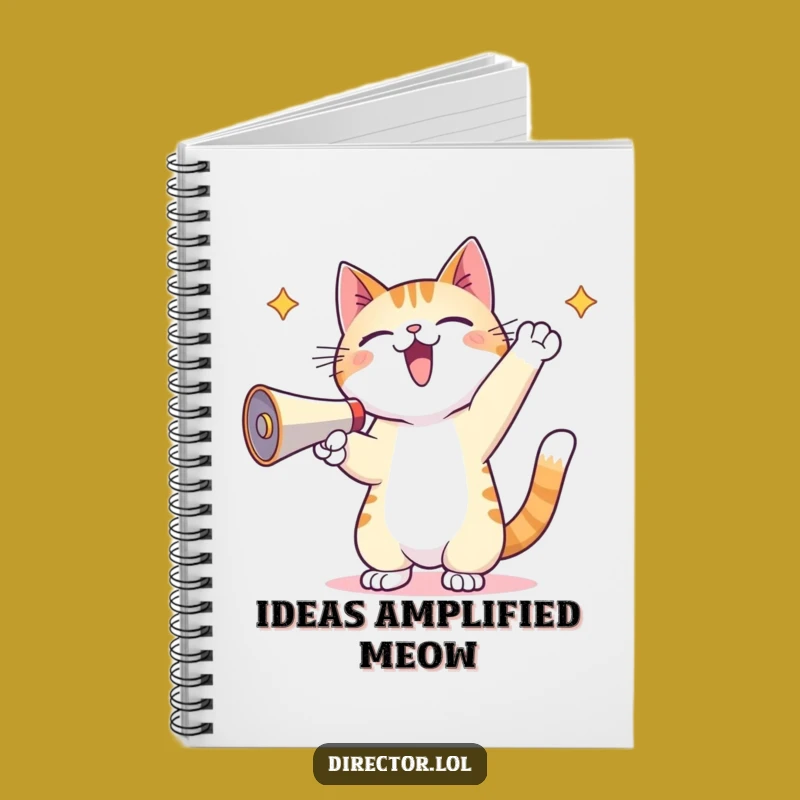 Funny Kawaii Cat Megaphone Notebook - Jot Down Ideas with Feline Energy
