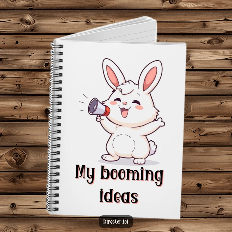 Funny Bunny Notebook: Fluffy bunny grins and gestures wildly with a megaphone, perfect for notes and ideas.