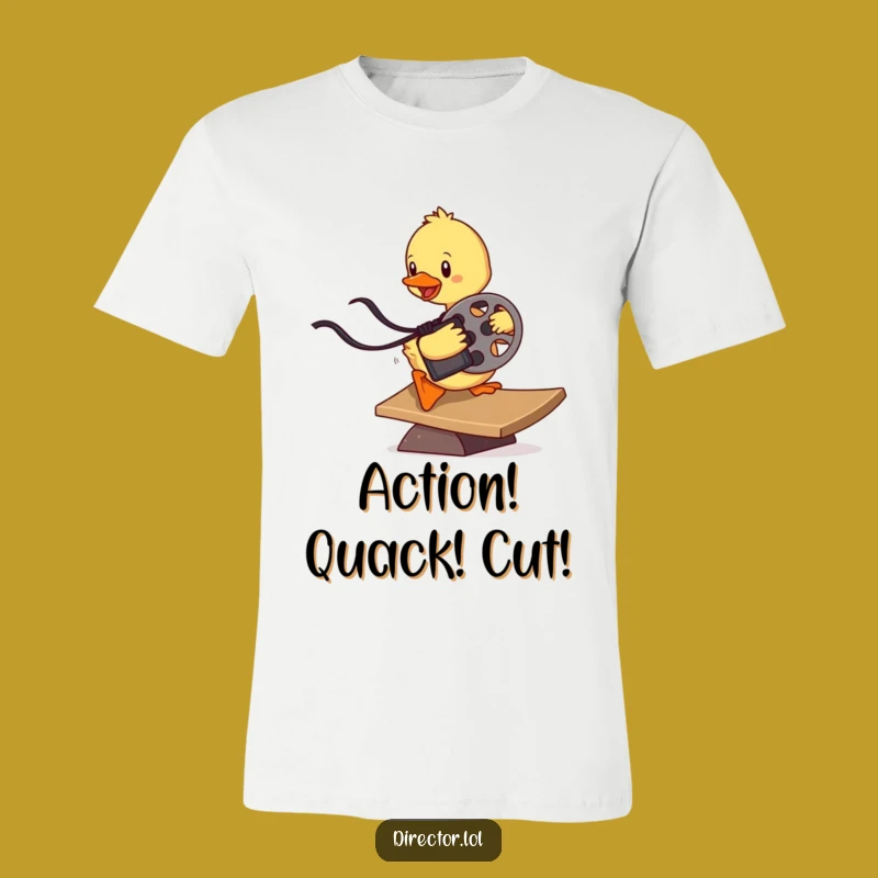 Funny Determined Duckling Film Tee: Cute Cinema Adventure Shirt for All