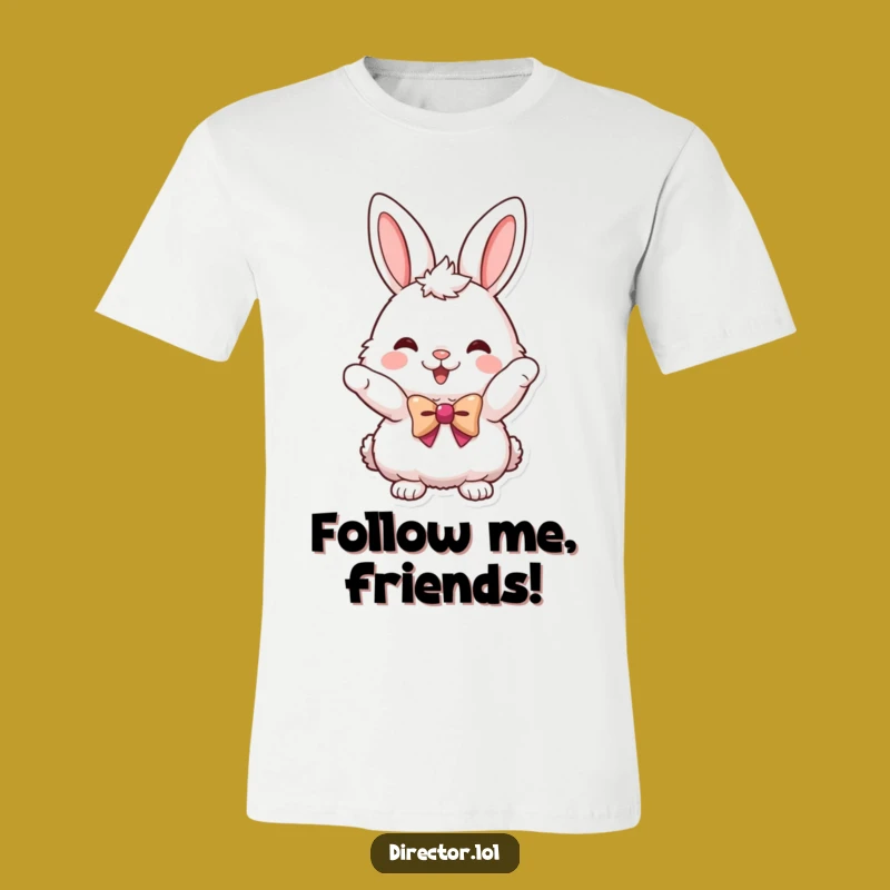 Funny Bunny Bowtie T-Shirt: Enthusiastic Character Tee for Humorous Gifts